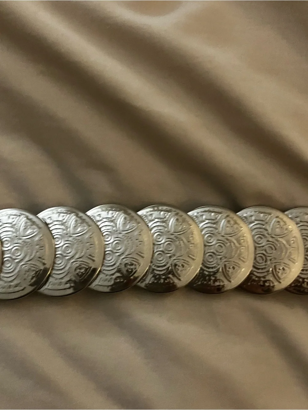 Vintage Silver Coin Stretch Belt Boho Festival Statement Disc one Size Fits Most